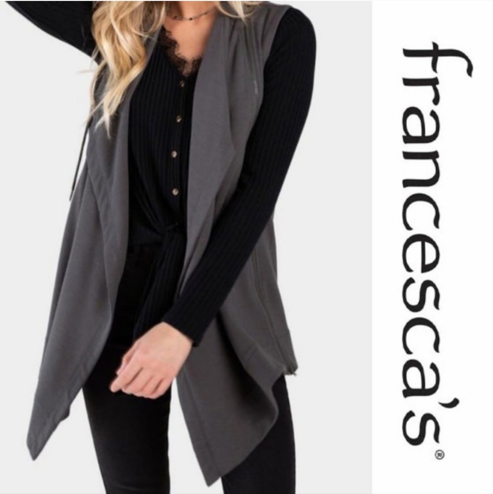 Francescas Harper Heritage Long Jersey Gray Vest Medium